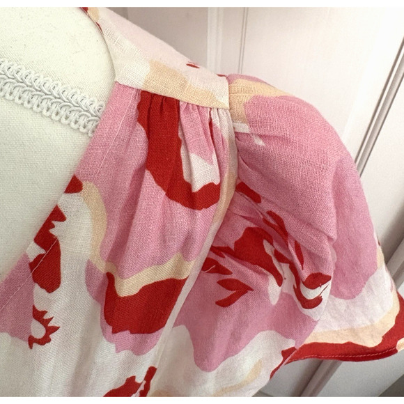 ELLIATT Small Gisli Linen Maxi Dress Tiered Floral Print Flutter Sleeve Feminine - Picture 12 of 16